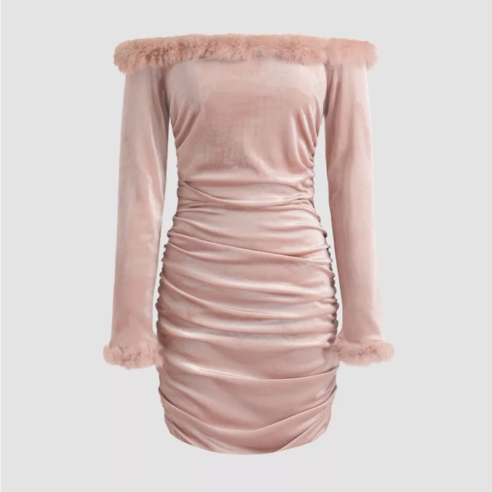 Cider pink fuzzy mini dress